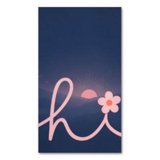 "hallo" Script Mountain Sunset Design Magnetisch Visitekaartje