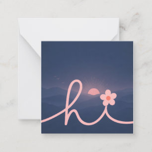 "hallo" Script Mountain Sunset Design Notitiekaartje