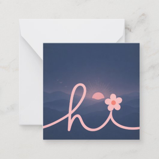 "hallo" Script Mountain Sunset Design Notitiekaartje (Voorkant)
