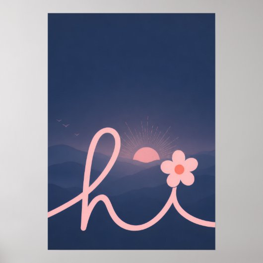 "hallo" Script Mountain Sunset Design Poster (Voorkant)