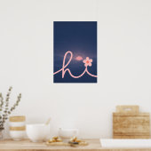 "hallo" Script Mountain Sunset Design Poster (Keuken)