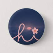 "hallo" Script Mountain Sunset Design Ronde Button 5,7 Cm (Voorkant)