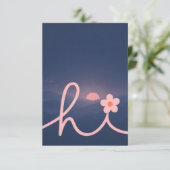 "hallo" Script Mountain Sunset Design RSVP Kaartje (Staand voorkant)