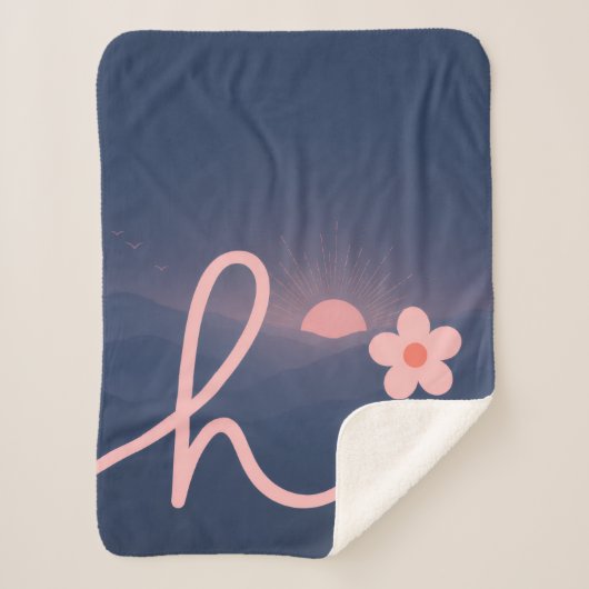 "hallo" Script Mountain Sunset Design Sherpa Deken (Voorkant)