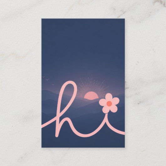 "hallo" Script Mountain Sunset Design Visitekaartje (Voorkant)
