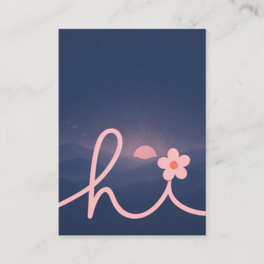 "hallo" Script Mountain Sunset Design Visitekaartje (Voorkant)
