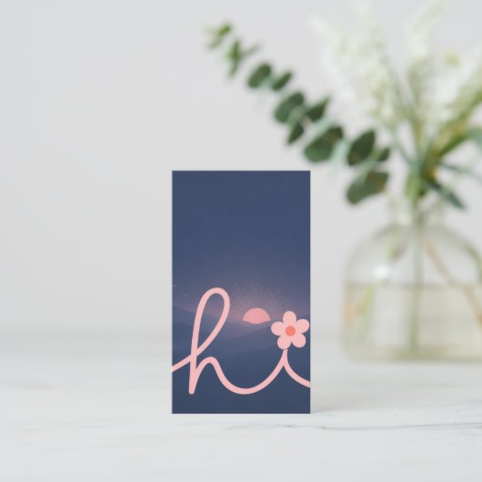 "hallo" Script Mountain Sunset Design Visitekaartje (Staand voorkant)