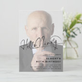 Hallo Script negentig minimale foto 90ste verjaard Kaart (Staand voorkant)