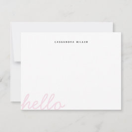 Hallo Script Roze Minimalistische Gepersonaliseerd Notitiekaartje