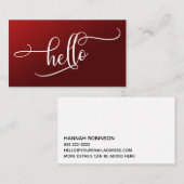 Hallo Script Typografie Over Diep Rode Ombre Visitekaartje (Voorkant / Achterkant)