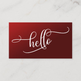 Hallo Script Typografie Over Diep Rode Ombre Visitekaartje
