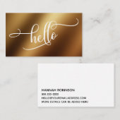 Hallo Script Typografie Over Glad Goud Folie Visitekaartje (Voorkant / Achterkant)