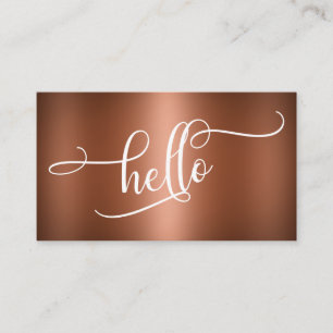 Hallo Script Typografie Over Glad Nep Koper Visitekaartje