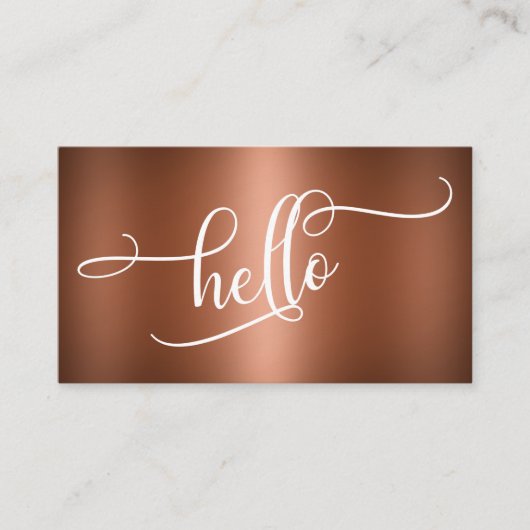 Hallo Script Typografie Over Glad Nep Koper Visitekaartje (Voorkant)