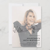 Hallo Script # Zestig minimale foto 60e verjaardag Kaart (Voorkant)