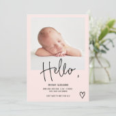 hallo scripthartfoto bloedig schattige baby geboor aankondiging (Staand voorkant)