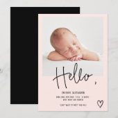 hallo scripthartfoto bloedig schattige baby geboor aankondiging (Voorkant / Achterkant)