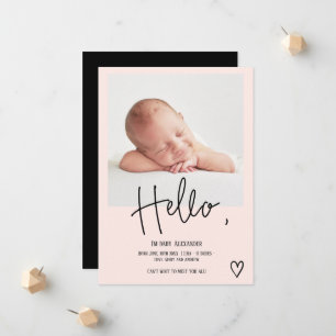 hallo scripthartfoto bloedig schattige baby geboor aankondiging