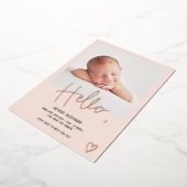 hallo scripthartfoto bloedig schattige baby geboor folie uitnodiging (Gedraaid)