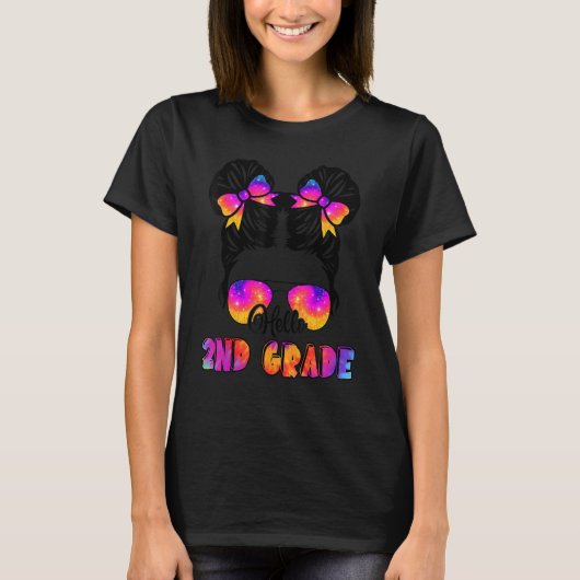 Hallo Second Grade rommelige knot meisjes 2e klas  T-shirt (Voorkant)