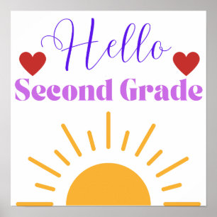 hallo "Second Grade" Sunshine Classroom Poster