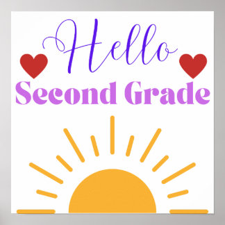 hallo "Second Grade" Sunshine Classroom Poster
