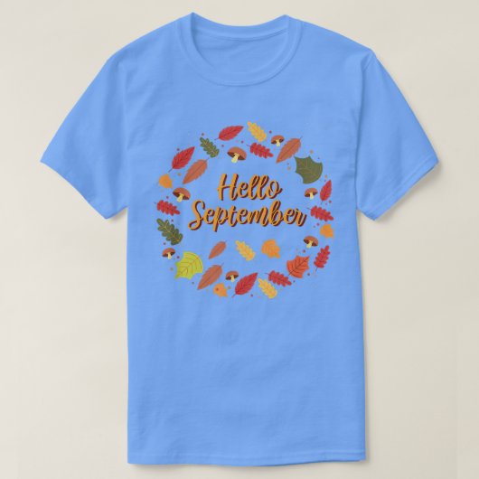 hallo september herfst Wreath of Fall Leaves T-shirt (Design voorkant)