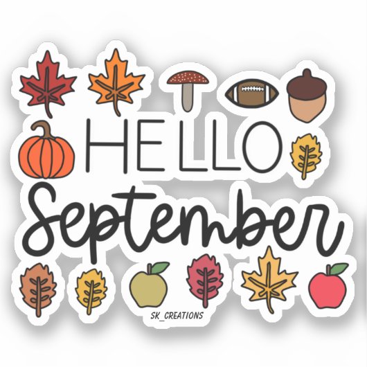 hallo september sticker (Voorkant)
