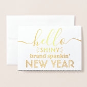 Hallo Shiny Nieuwjaar Navy Blue & Gold Confetti Folie Kaarten (Voorkant met envelop)