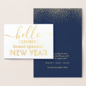 Hallo Shiny Nieuwjaar Navy Blue & Gold Confetti Folie Kaarten (Display)