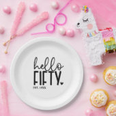 hallo Shirt 50e verjaardag Papieren Bordje (Feest)