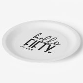 hallo Shirt 50e verjaardag Papieren Bordje (Gekanteld)