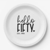 hallo Shirt 50e verjaardag Papieren Bordje (Voorkant)
