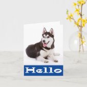 Hallo Siberian Husky Puppy Dog Blank Note Card Kaart (Gele Bloem)