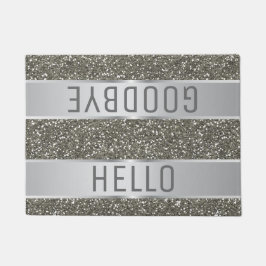 Hallo Silver Glitter Pattern Deurmat