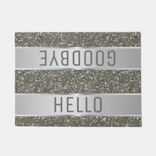 Hallo Silver Glitter Pattern Deurmat