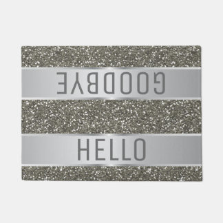 Hallo Silver Glitter Pattern Deurmat