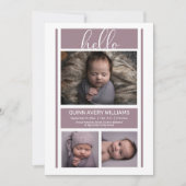 hallo Simple Minimalist Lavender Baby Birth Annou Aankondiging (Voorkant)