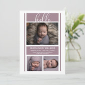 hallo Simple Minimalist Lavender Baby Birth Annou Aankondiging (Staand voorkant)