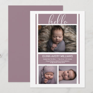 hallo Simple Minimalist Lavender Baby Birth Annou Aankondiging