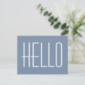 hallo Simple Minimalist Typography Greeting Blue Briefkaart (Staand voorkant)