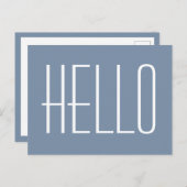 hallo Simple Minimalist Typography Greeting Blue Briefkaart (Voorkant / Achterkant)