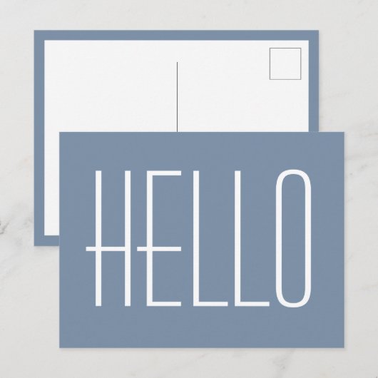 hallo Simple Minimalist Typography Greeting Blue Briefkaart (Voorkant / Achterkant)