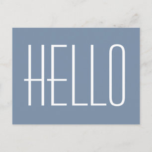 hallo Simple Minimalist Typography Greeting Blue Briefkaart