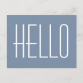 hallo Simple Minimalist Typography Greeting Blue Briefkaart (Voorkant)