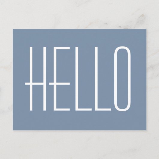 hallo Simple Minimalist Typography Greeting Blue Briefkaart (Voorkant)