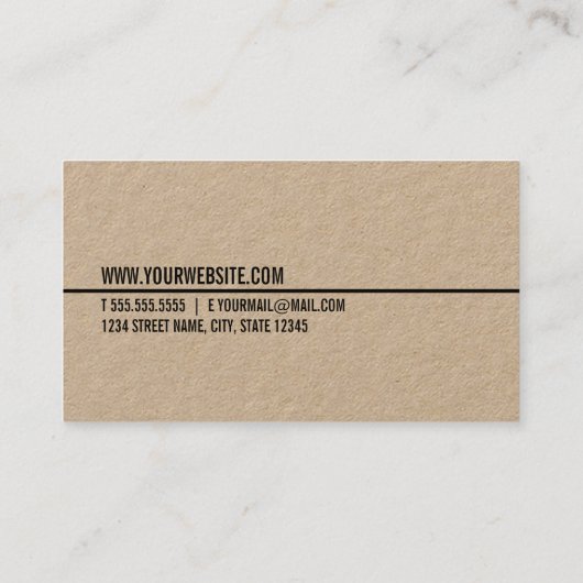 "Hallo" Simple Modern Minimalist Kraft Paper Visitekaartje (Achterkant)