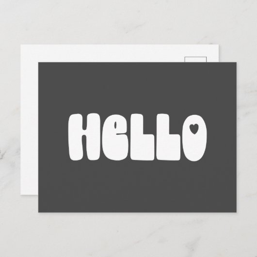 hallo Simple Retro Typografie Greeting in Black Briefkaart (Voorkant / Achterkant)