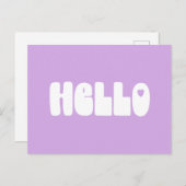 hallo Simple Retro Typografie Greeting in Lila Briefkaart (Voorkant / Achterkant)
