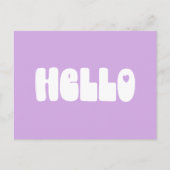 hallo Simple Retro Typografie Greeting in Lila Briefkaart (Voorkant)